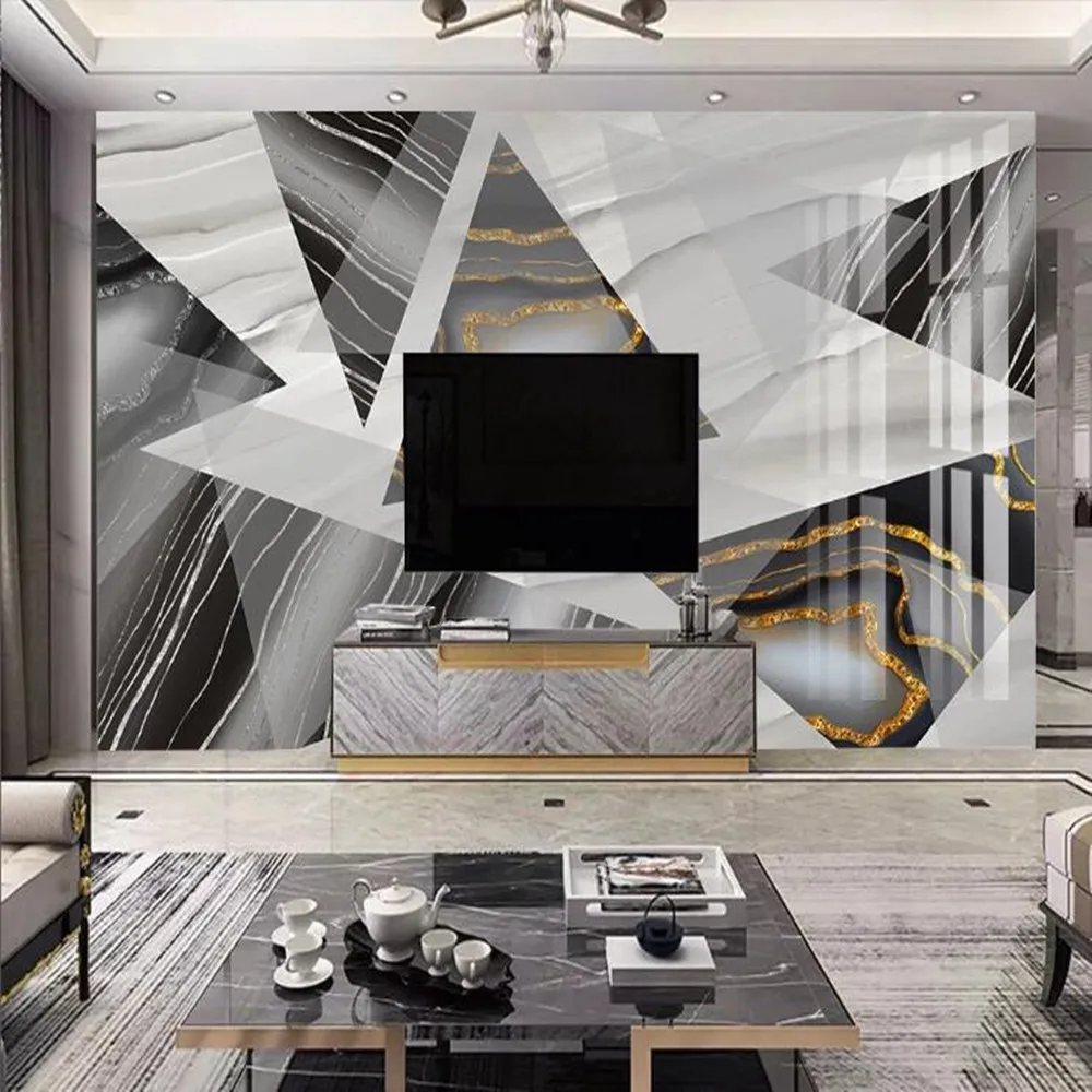 

milofi custom 3D modern geometric abstract jazz white marble large background wallpaper mural