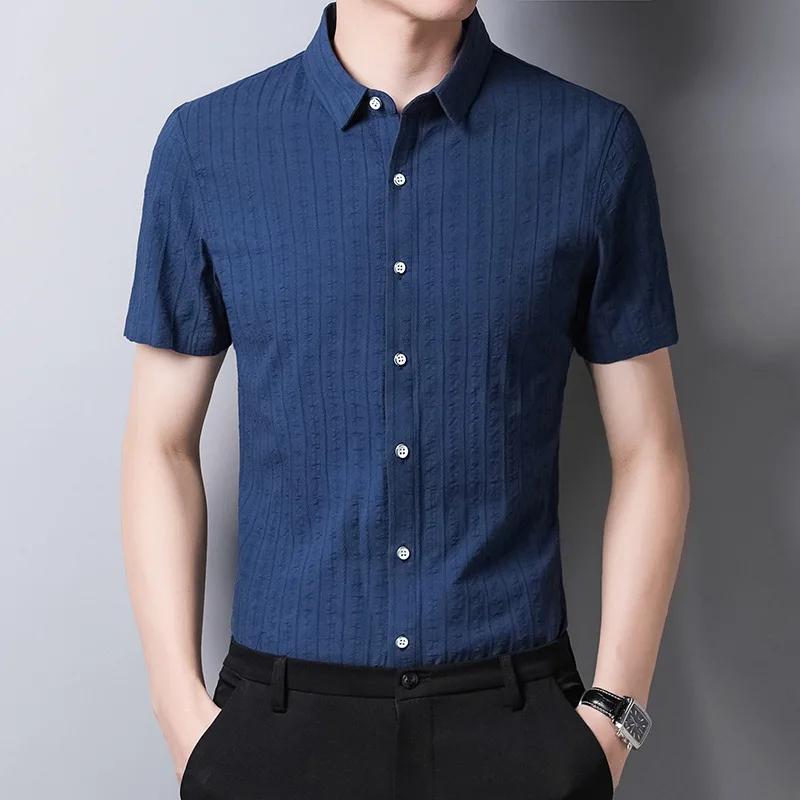 Новинка летняя хлопковая рубашка для мужчин среднего и старшего возраста