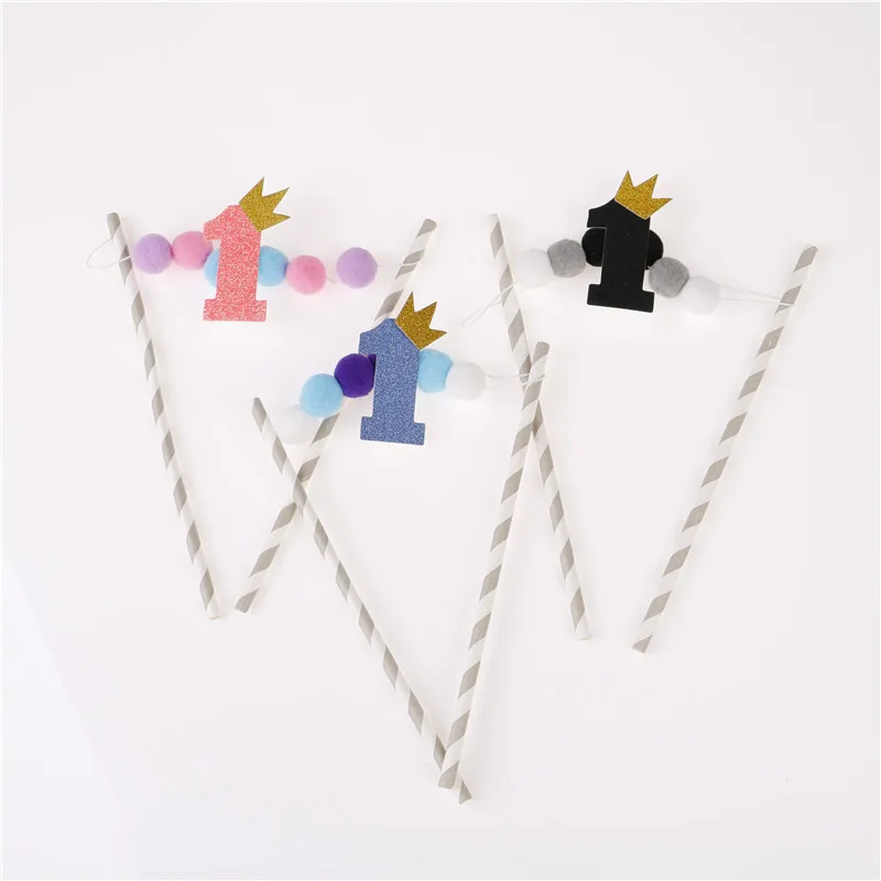 Украшения для торта с помпоном на один год|Товары украшения тортов| |