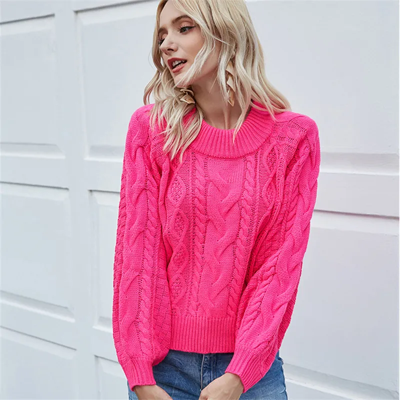 

Plus Size Sweaters for Women Loose 2020 Winter Casual Solid Vintage Knitted Pullovers