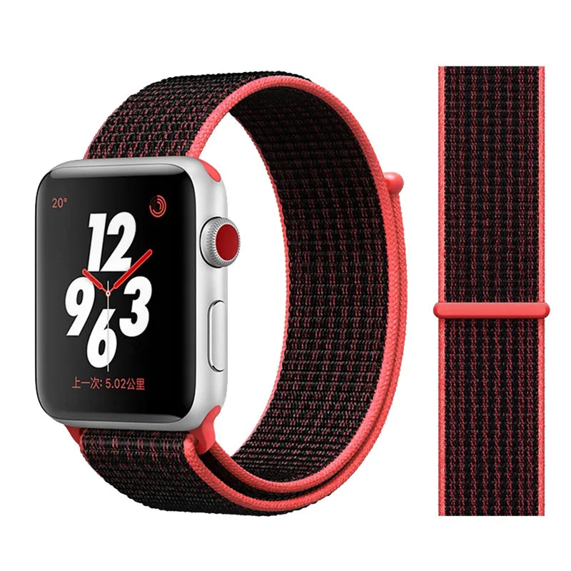 black pink Спортивная петля ремешок apple watch band 42 мм 38 мм apple watch 4 3 band iwatch band 44 мм 40 мм correa pulseira 42 44 нейлоновый ремешок для часов - Цвет ремешка: black pink