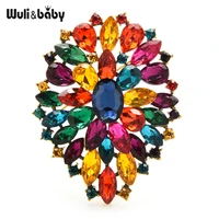 wulibaby classic flower brooches for women beauty flower weddings party brooch pins gifts