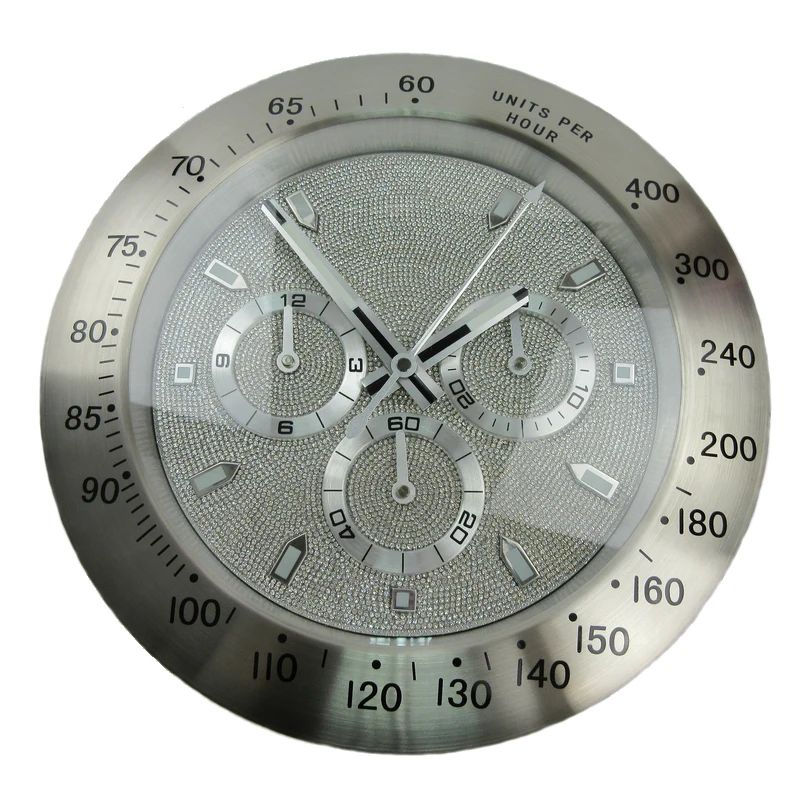 Silver Color Luxury Metal Wall Clock Watch Shape With Diamond Dial | Clocks