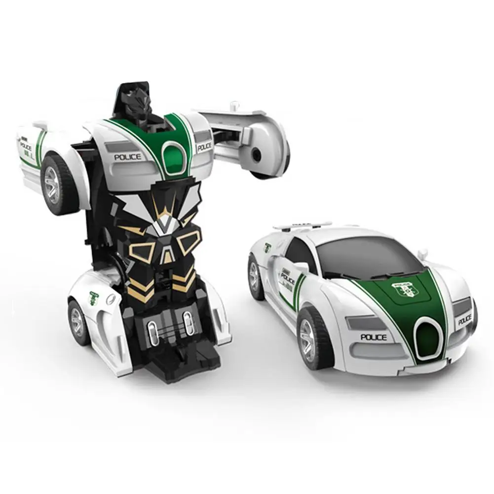 

Новинка, игрушечный автомобиль с одной кнопкой, Автоматическая трансформация, робот, пластиковая модель автомобиля, забавная игрушка с лит...