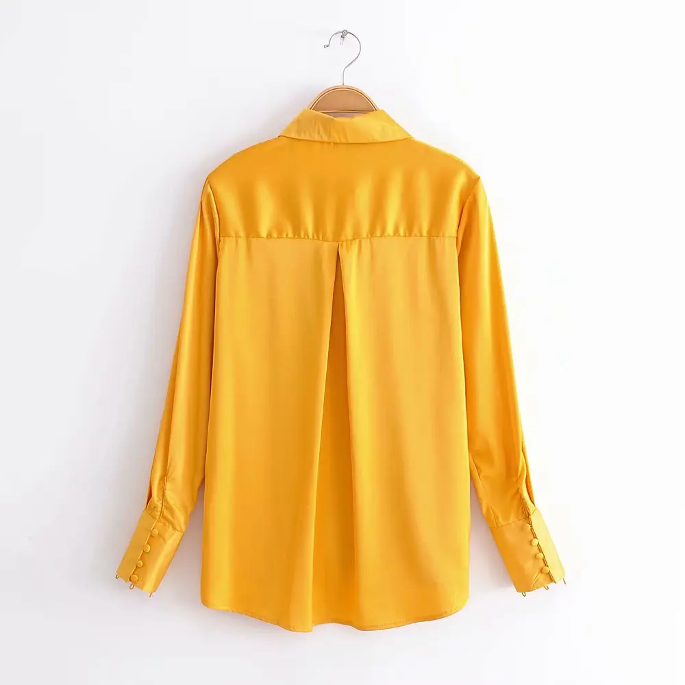 Женская винтажная Сексуальная Повседневная желтая блузка с длинным рукавом и