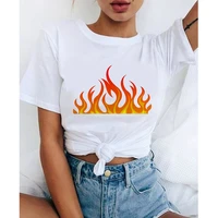 korean styles t shirt women ulzzang power fire graphic t shirt casual hip hop tshirt fashion top tee female