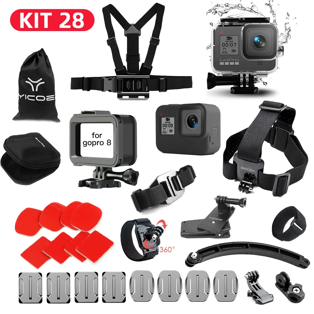 Водонепроницаемый чехол селфи палка Штатив для GoPro Hero 8 Черные Аксессуары