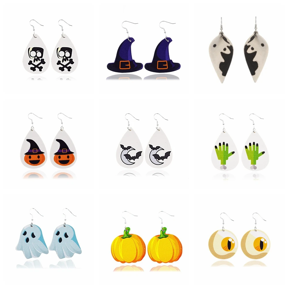 

9Pairs Garden Halloween Theme Halloween Earrings Leather Stud Earring Jewelry Set Gifts for Women Girls.