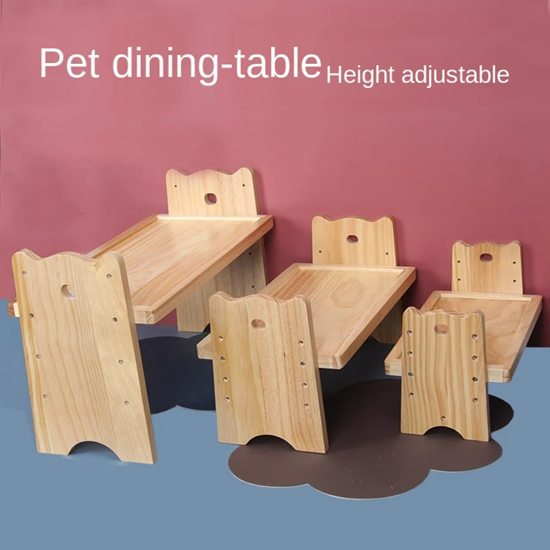 

Wooden Bowl Rack Pet Cat Table Double Bowl For Large Dog Cat Table Adjustable Height Increased Cat Furniture Without Bowl ZA897