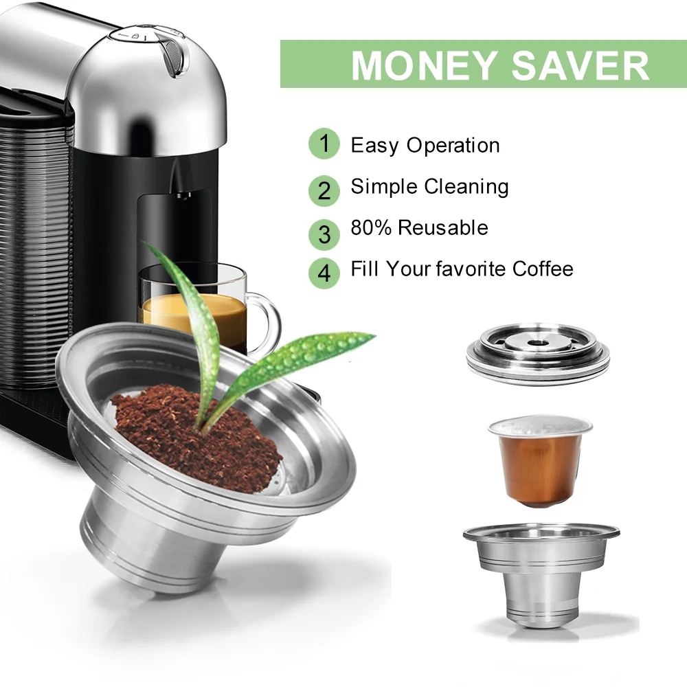 

Recafimil Stainless Steel Adapter For Nespresso Vertuoline Reusalbe Coffee Capsule Accessories for Nespresso Series Capsule