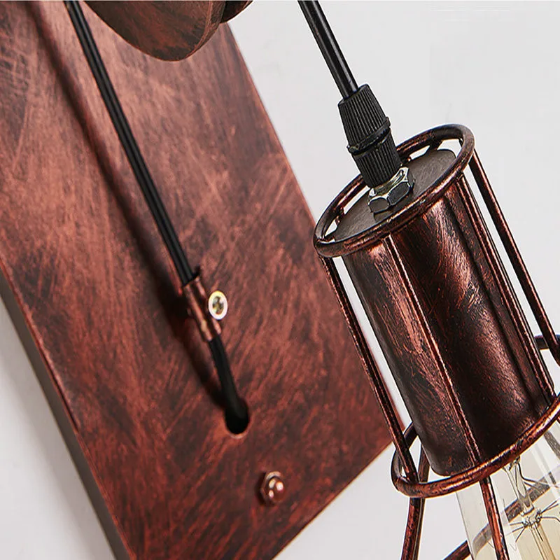 

Retro Industrial Wind Lifting Pulley Loft Country Wrought Iron Dining Room Bedroom Corridor Aisle Red Rust Bronze LED Wall Lamp