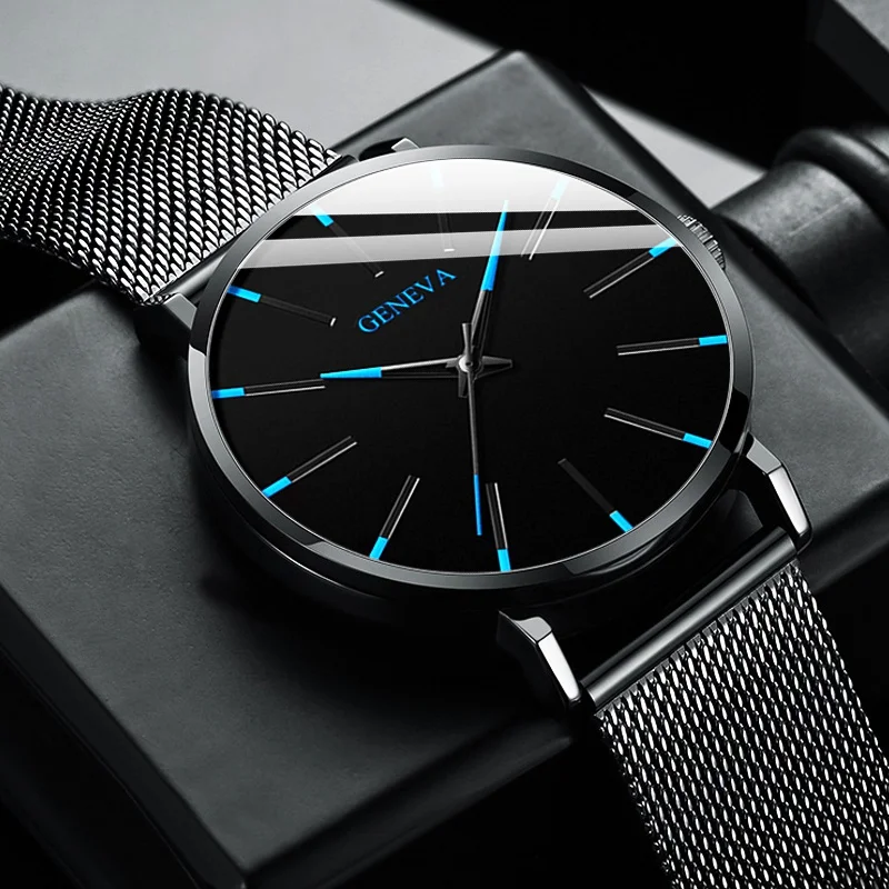 

2022 Minimalist Mens Fashion Watches Luxury Ultra Thin Quartz Wrist Watch Men Business Stainless Steel Mesh Belt Simple Watch