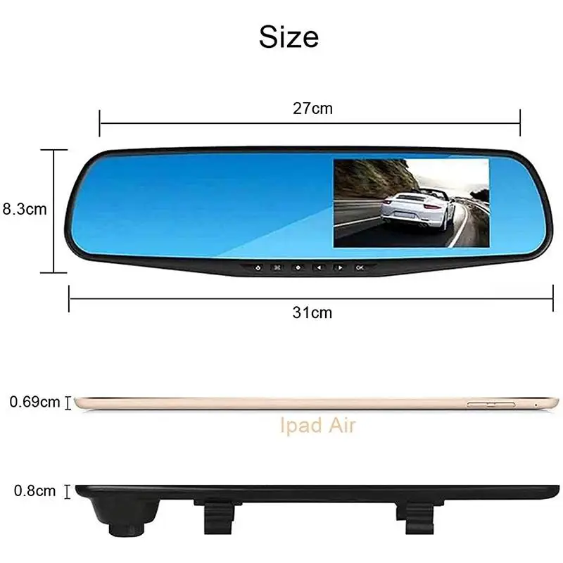 4 3 дюймов Автомобильный видеорегистратор видеомагнитофон ночное видение full HD 1080P