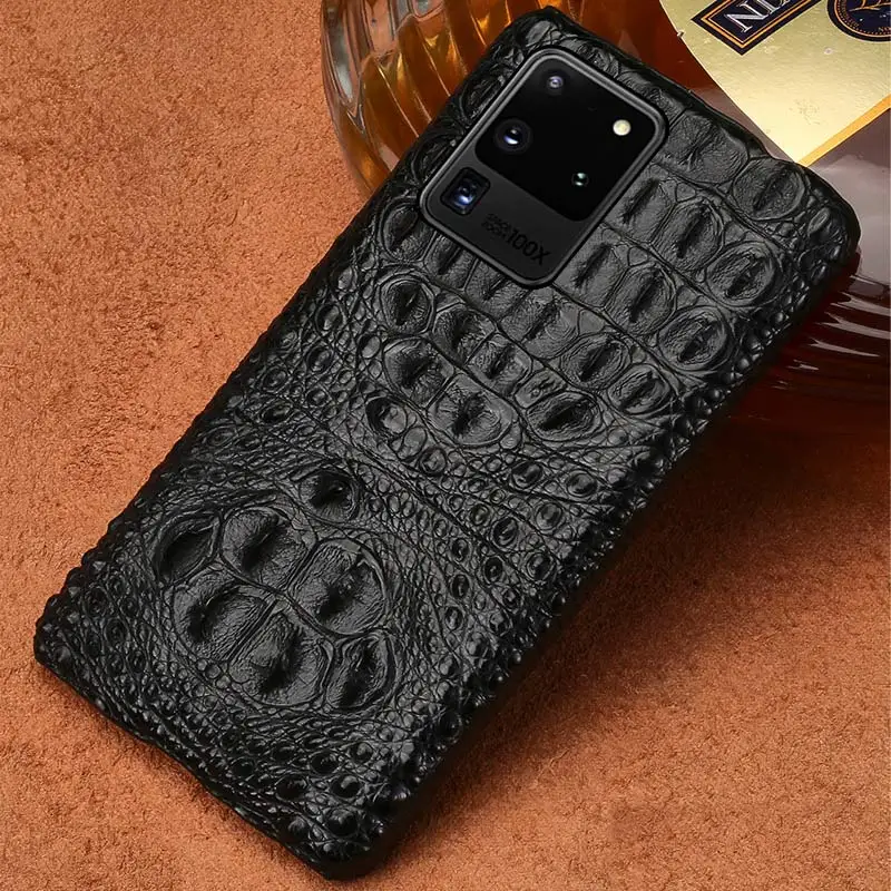

LANGSIDI Brand Luxury Crocodile phone case For samsung galaxy s20 s23 ultra S22 Ultra s22plus s20FE coque Genuine leather cover