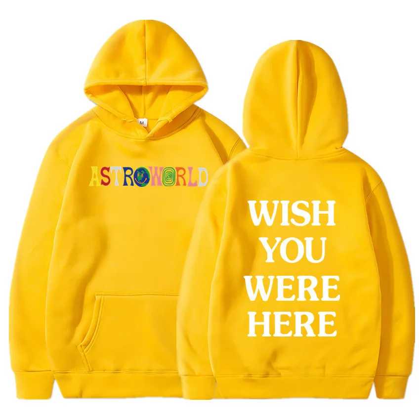 

2021 TRAVIS SCOTT Astroworld WISH YOU WERE HERE Embroidered Rainbow Letter Men Women Pullover Hoodies Fashion Hip Hop Sweatshirt