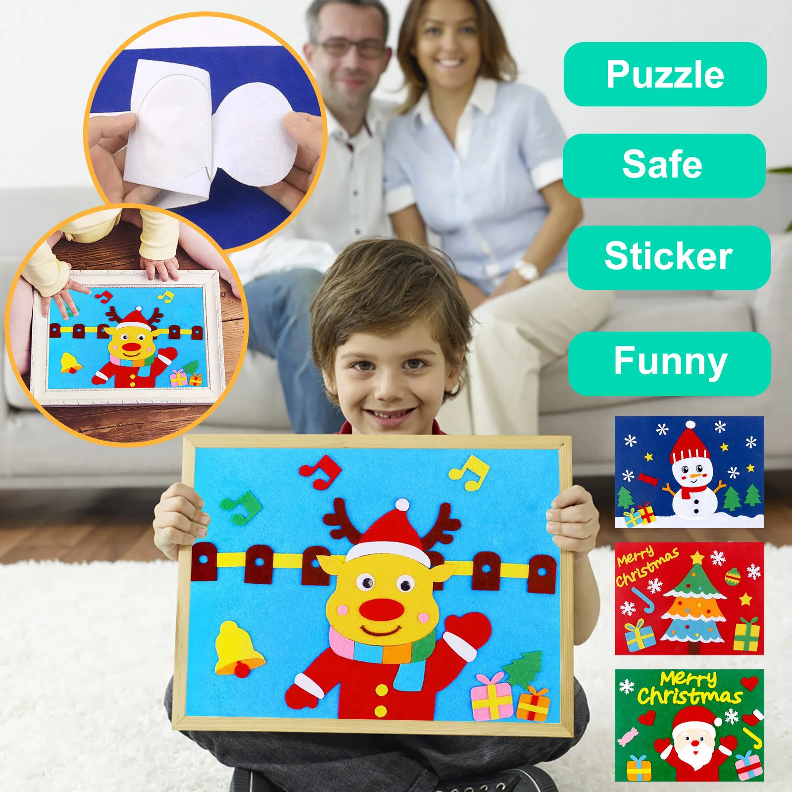 

Christmas Non-Woven 3D Three-Dimensional Stickers Children's Handmade DIY Production Material Package Kindergarten Creative Toys