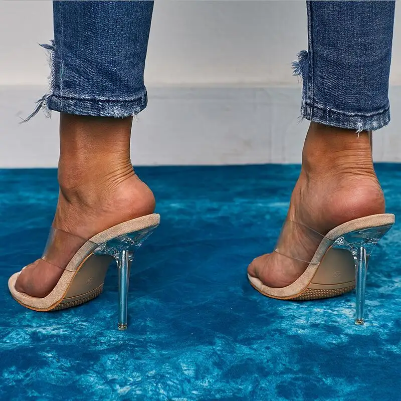 Женские летние босоножки обувь на тонком высоком каблуке женские прозрачные