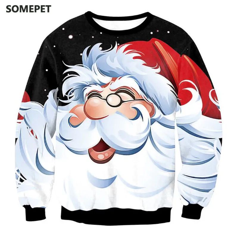 Christmas Sweaters Men Women Holiday Christmas Tree Reindeer Snowflakes Sweater Pullover Jumpers 3D Funny Xmas Sweatshirt