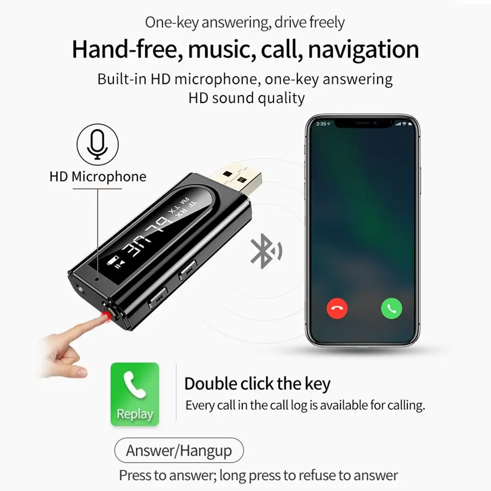 Автомобильный светодиодный fm модулятор приемник Bluetooth 5 0 мм AUX разъем RCA USB