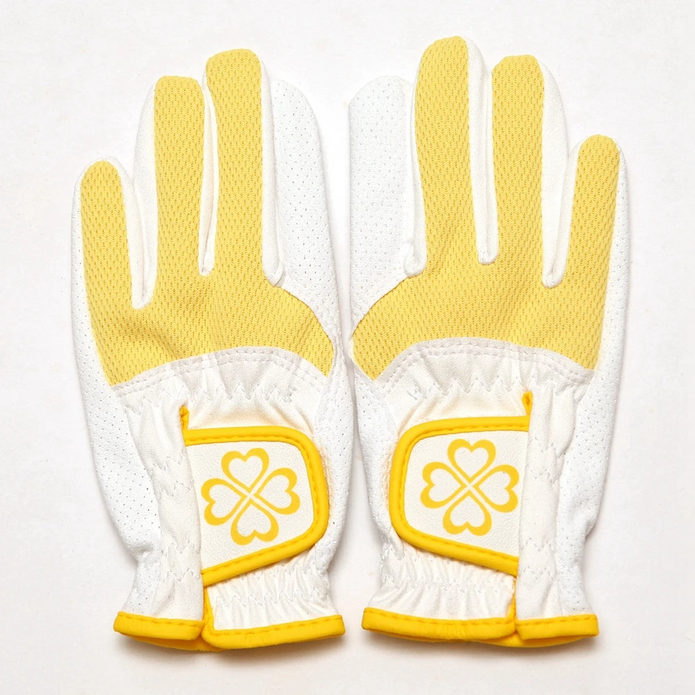A Pair of Kid Golf Gloves Plam Janpanese PU Dorsum Punching Mesh Golf Glove