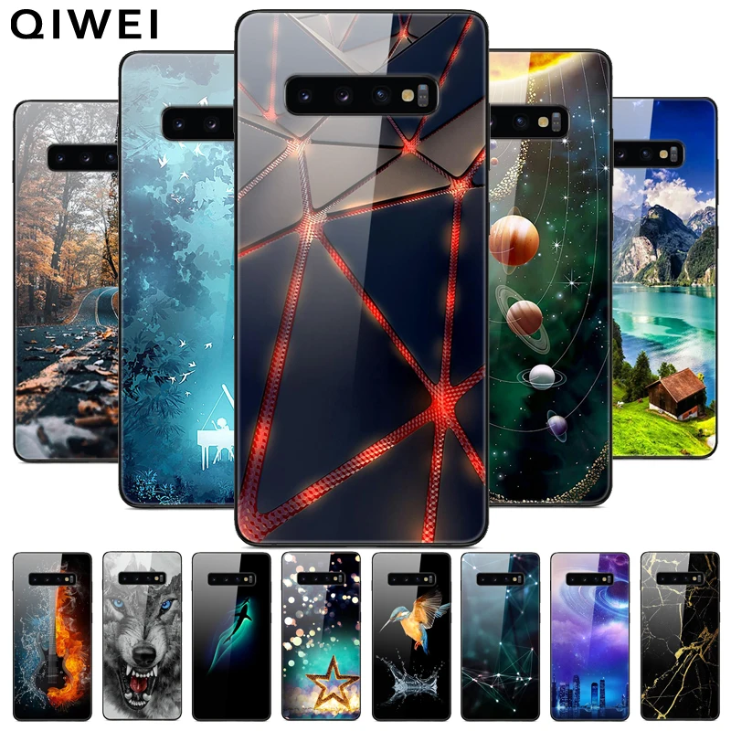 Чехол для Samsung S10 Plus жесткая задняя крышка из закаленного стекла телефона чехол