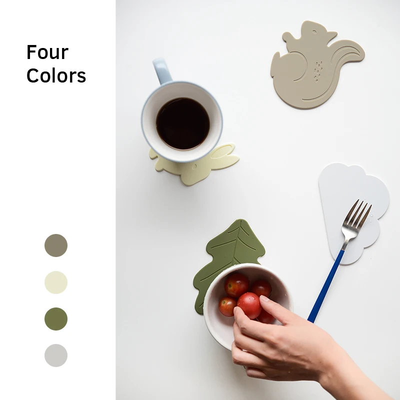 cartoon Silicone Cat Shaped Tea Coaster Cup Mat Pad Mug Holder Coffee Drinks Table Placemats Heat-resistant Coasters | Дом и сад