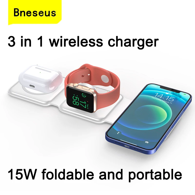 

Беспроводное зарядное устройство 3 в 1 Qi для iPhone 13 12 11 Pro XS XR X 15 Вт, док-станция для быстрой зарядки для Apple Watch 7 6 5 4 3 AirPods Pro