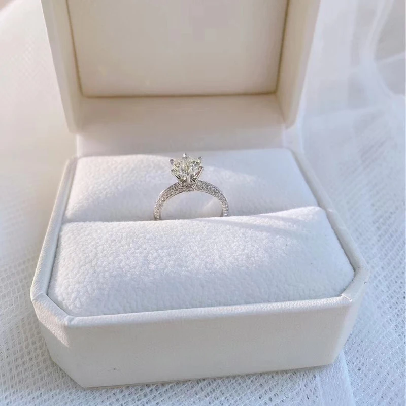 

High quality wedding engagement bridal Moissanite ring 1 card 2 card D color classic design Bulgarian ring woman gift