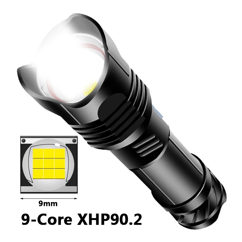 9-ядерный XHP90.2 яркий светодиодный фонарик USB Перезаряжаемый внешний аккумулятор