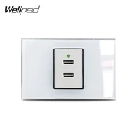 au us double usb charger socket wallpad l3 tempered white glass panel 11875mm 3 1a smart usb outlet wall au it il us plug