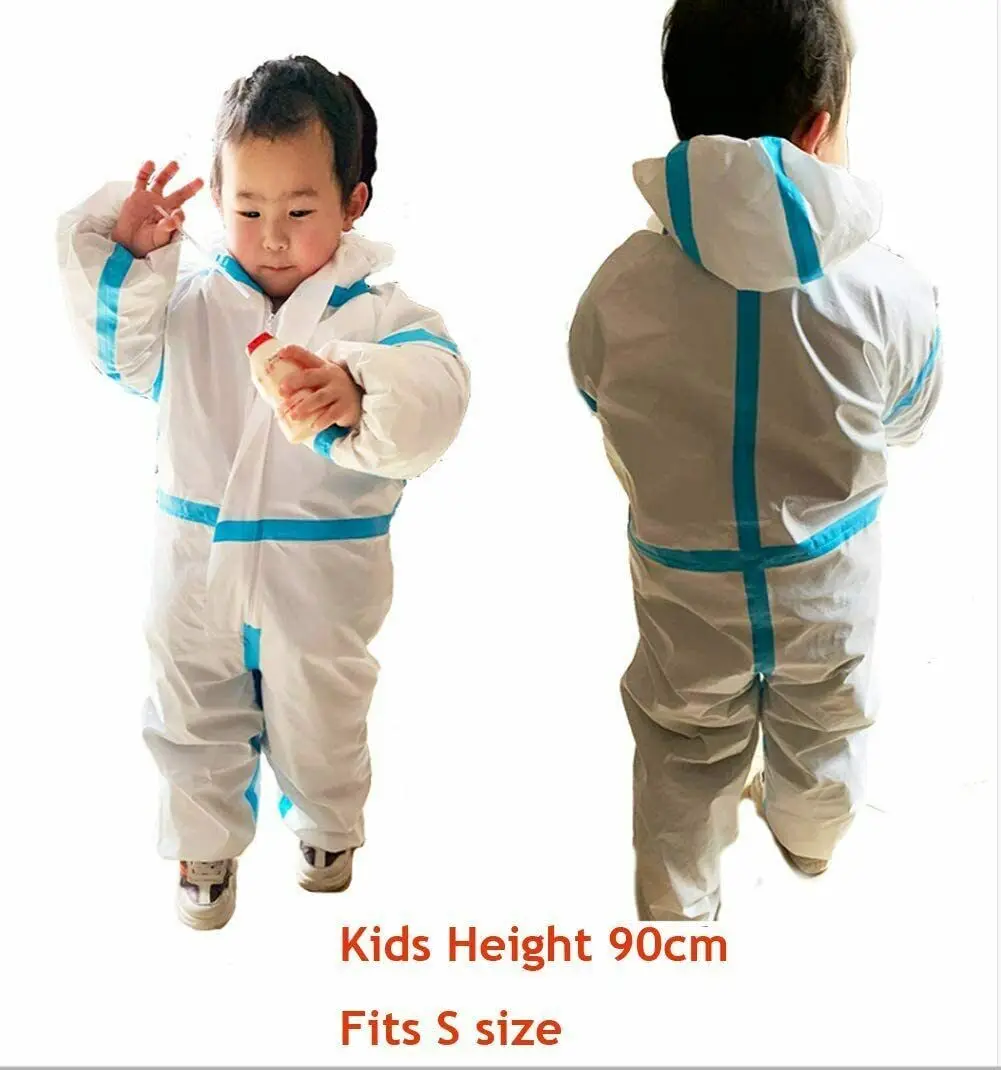 Новая детская многоразовая защитная одежда защитный комбинезон однотонный