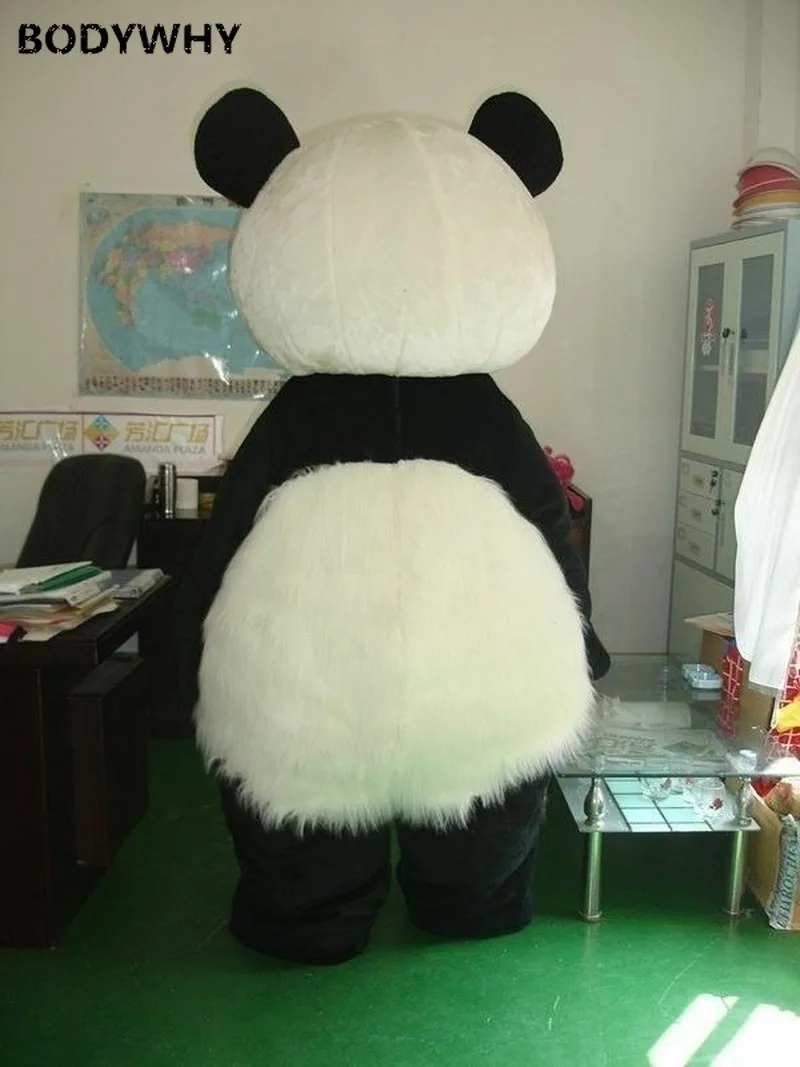 Crazy Sale Long Hair Panda Mascot Costumes Cosplay Game Adult Size Handmade Cartoon Character Body and Head Split Mascot Gift