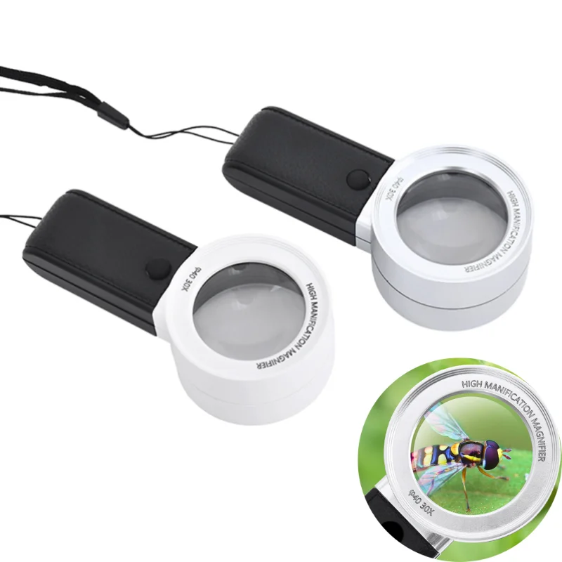 

30X HD Handheld Magnifying Glass Lens with 4 LED Lights Illuminated Magnifier Loupe for Elderly Reading Jewelry Inspection