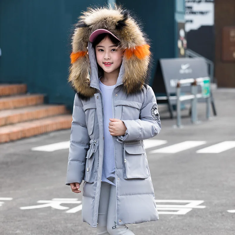 Детская куртка пуховик для девочек зимнее теплое длинное пальто парка с