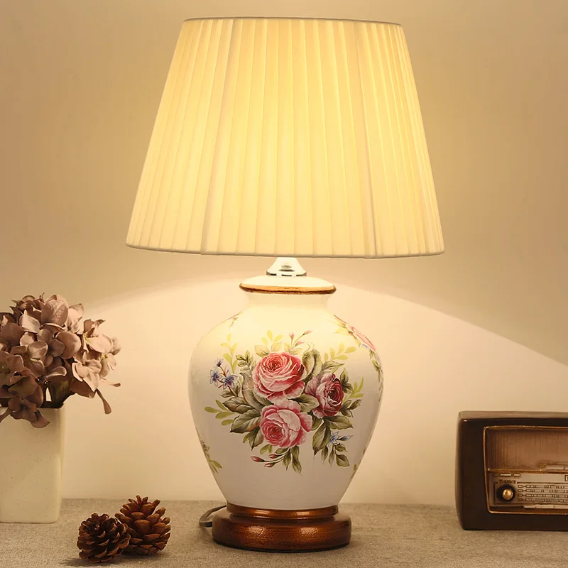 Керамические настольные лампы в китайском стиле с белыми цветами модный диммер
