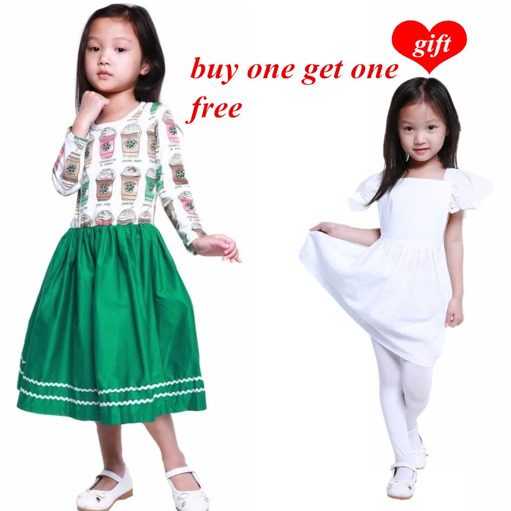 Baby Girls Long-sleeved Dress Girl Cotton Casual Dresses Girl's Coffee Cups Princess 2022 New Fashion 25 | Детская одежда и