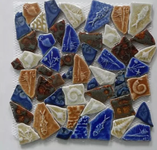 

Blue Ceram White Brown Procelain Ceramic Tile Kitchen Backsplash Bathroom Mosaic Wall Tiles SSD008