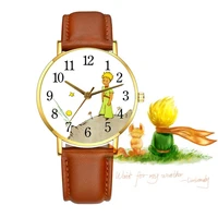 the little prince childrens watches golden brown leather strap fashion cartoon kids quartz watch