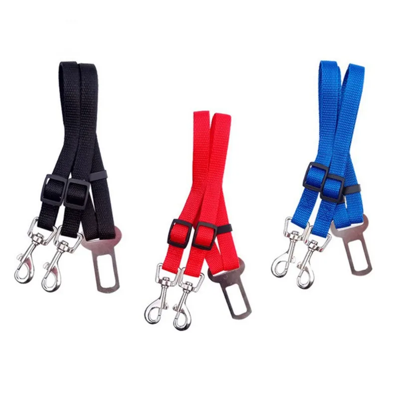 

Pet Car Safety Belt Adjustable Double-head Nylon Dog Safety Collar Seat Belts For Two Dogs Pet Travel Accessories