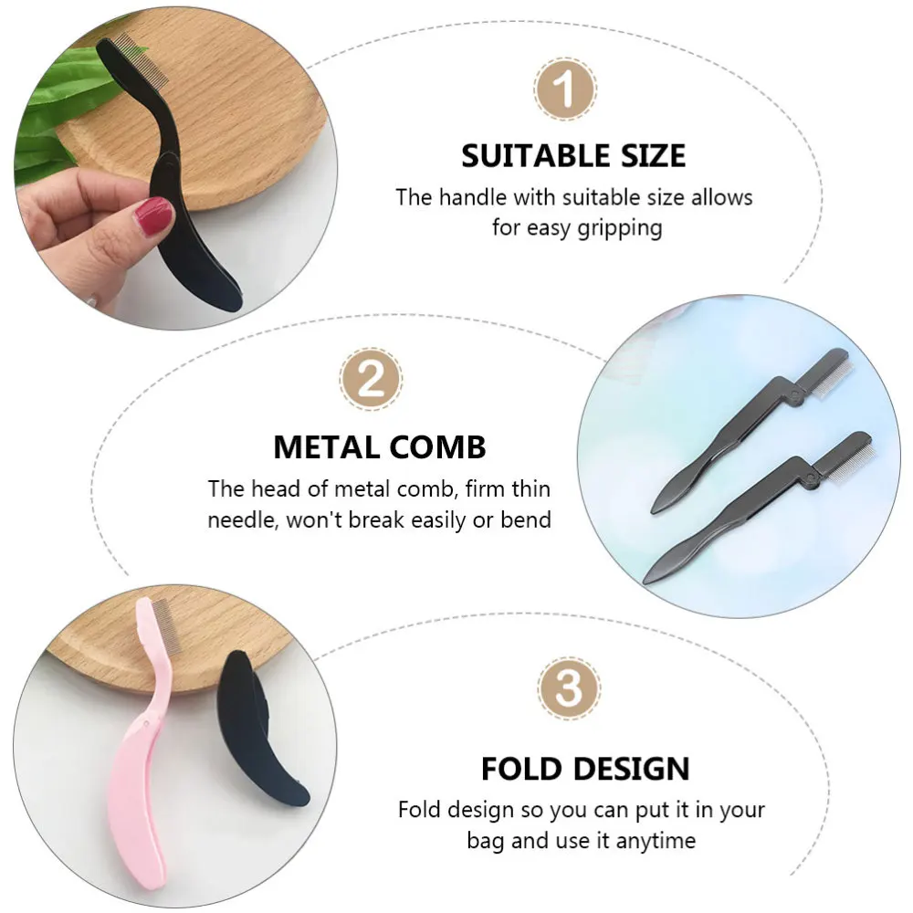 

6pcs Stainless Steel Combs Brushes Professional Folding Eyelash Combs