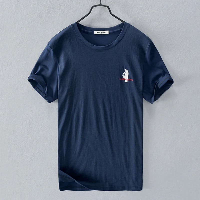 

Italy new arrival Italy brand embroidered t shirt men fashion o-neck t-shirt for men casual tops t shirts male overhemd