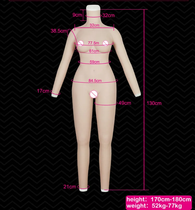 Silicone Breast Forms Shemal Whole Body Suits with Arms C Cup Fake Boobs Body Suits for Crossdresser Transgender Bodysuit Men