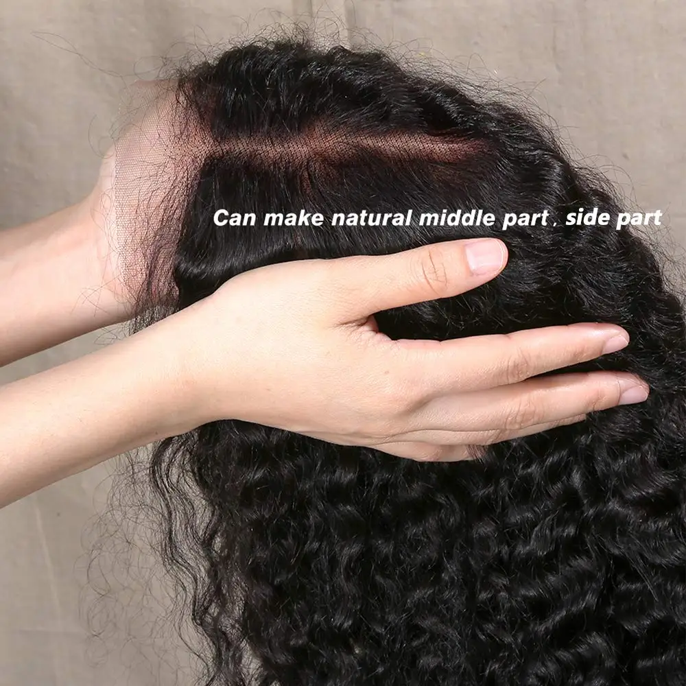 

22Inches Transparent Water Wave Black Remy Preplucked 13x4 T Part Lace Front Human Hair Wig For Women With Babyhair Closer Wigs