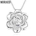 100% новый 925 стерлингового серебра элегантное модное платье с розами кулон, ожерелье для женщин, девушек, ювелирные изделия, подарок ко дню рождения