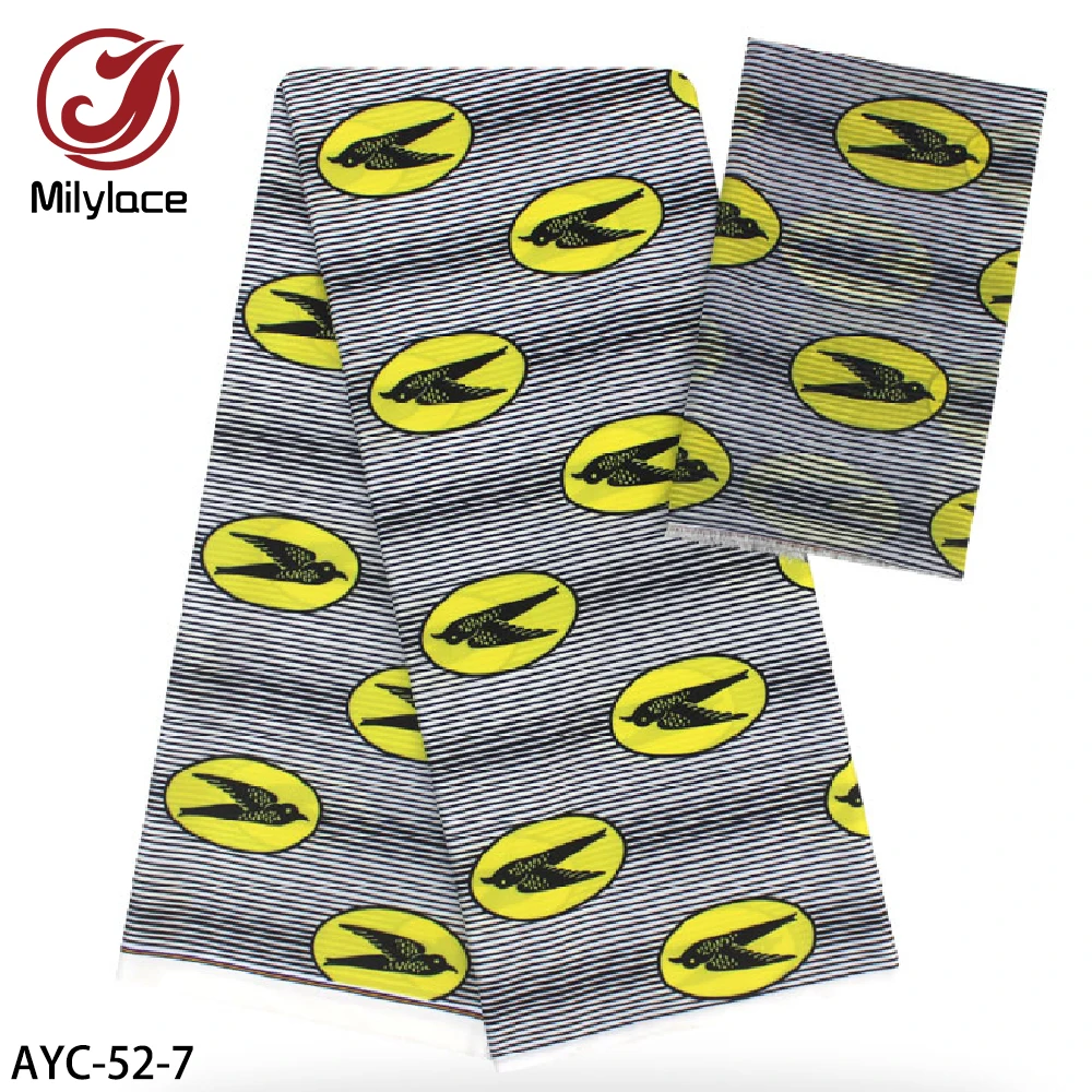 

New Design Imitated Wax Materials Chiffon Printed Fabric 4 Yards + Satin Silk Fabric 2 Yards for Men Women Clothing AYC-52