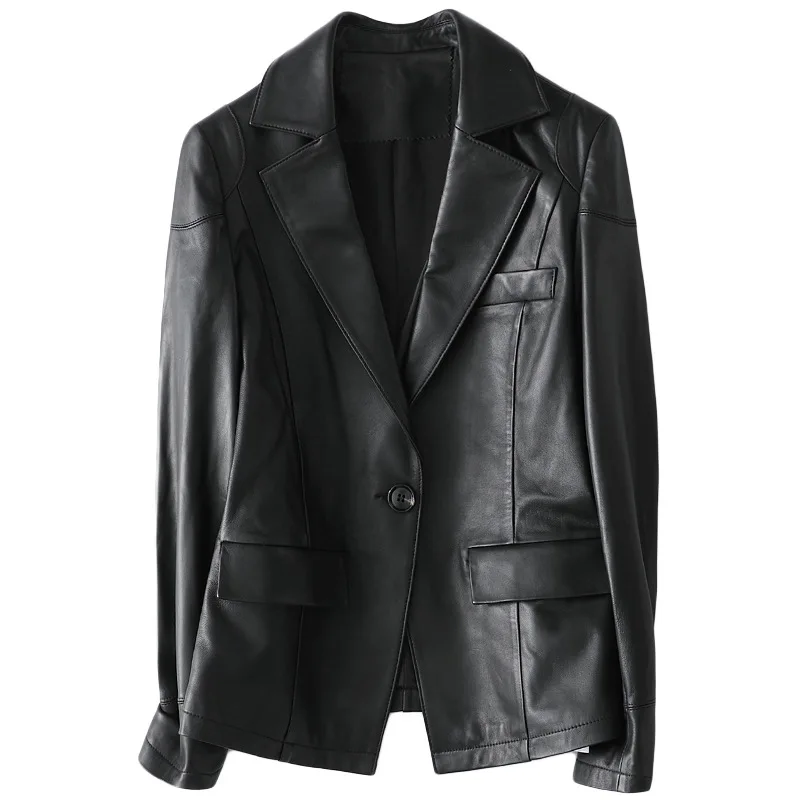 Leather Jackets New Fashion Blazer Real Sheep Leather Jackets Female Real Soft leather Genuine Leather Jackets WY178