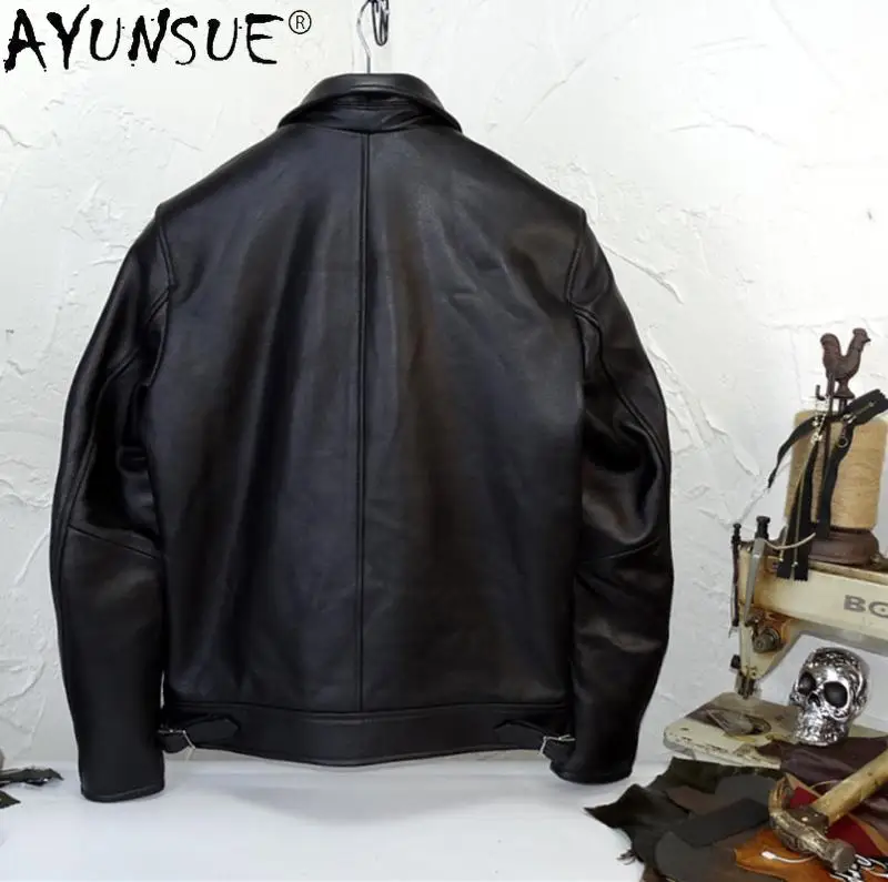 

Jacket Leather Men Natural Sheepskin Coat Spring Autumn Plus Size Genuine Leather Jackets Jaqueta Masculina 2021 KJ6991