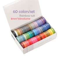 60 pcsbox basic solid color washi tape rainbow masking tape decorative adhesive tape sticker scrapbook diary stationery