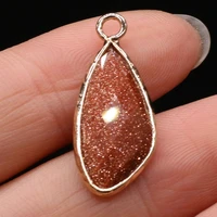 natural gold sand stone pendant irregular shape necklace pendant for jewelry making diy necklace earrings accessories 10x25mm
