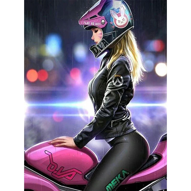 DIY 5D Diamond Painting Sexy Motor Anime Girl full drill Embroidery Cross Stitch Mosaic Rhinestone decoration painting